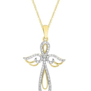 LADIES PENDANT WITH CHAIN 0.35CT ROUND DIAMOND 10K WHITE/YELLOW GOLD