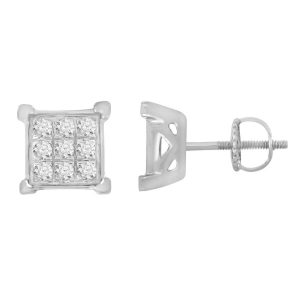 LADIES EARRINGS 0.25CT ROUND DIAMOND 14K WHITE GOLD
