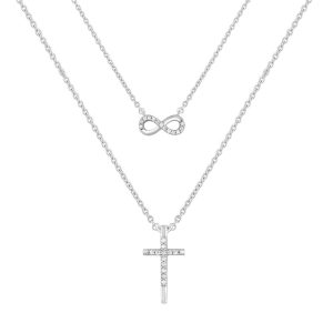 LADIES NECKLACE 0.10CT ROUND DIAMOND  STERLING SILVER/WHITE