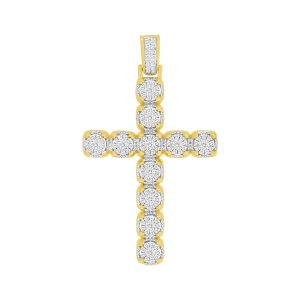 MEN'S PENDANT 1.50CT ROUND DIAMOND 10K YELLOW GOLD