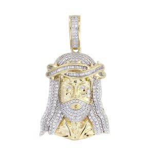 MEN'S CHARM PENDANT 0.33CT ROUND/BAGUETTE DIAMOND 10K YELLOW GOLD