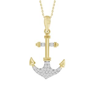 LADIES  PENDANT WITH CHAIN 0.16CT ROUND DIAMOND 10K YELLOW GOLD
