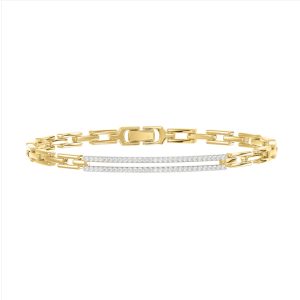 LADIES BRACELET 0.25CT ROUND DIAMOND 14K YELLOW GOLD