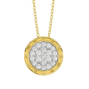 LADIES PENDANT WITH CHAIN 0.20CT ROUND DIAMOND 14K YELLOW GOLD