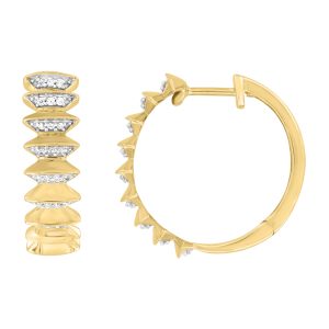 LADIES EARRINGS 0.15CT ROUND DIAMOND 14K YELLOW GOLD