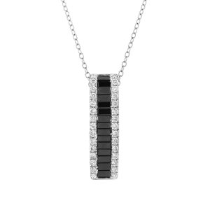 LADIES PENDANT 0.75CT ROUND/BAGUETTE DIAMOND 14K WHITE GOLD