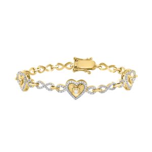 LADIES BRACELET 1.00CT ROUND DIAMOND 14K YELLOW GOLD