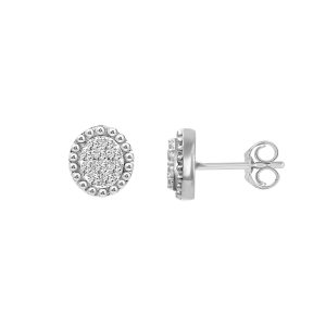 LADIES EARRINGS 0.20CT ROUND DIAMOND 14K WHITE GOLD