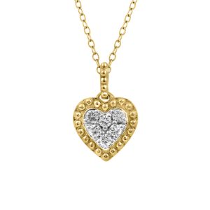 LADIES PENDANT WITH CHAIN 0.10CT ROUND DIAMOND 14K YELLOW GOLD