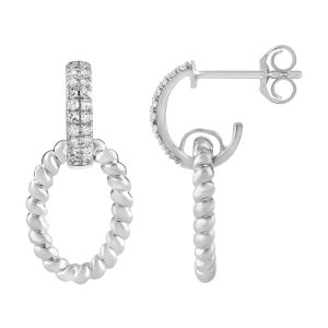 LADIES EARRINGS 0.25CT ROUND DIAMOND 14K WHITE GOLD