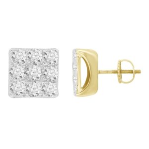 LADIES EARRINGS 0.25CT ROUND DIAMOND 14K YELLOW GOLD